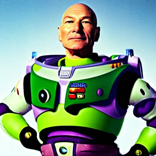 Image similar to patrick stewart as the real buzz lightyear