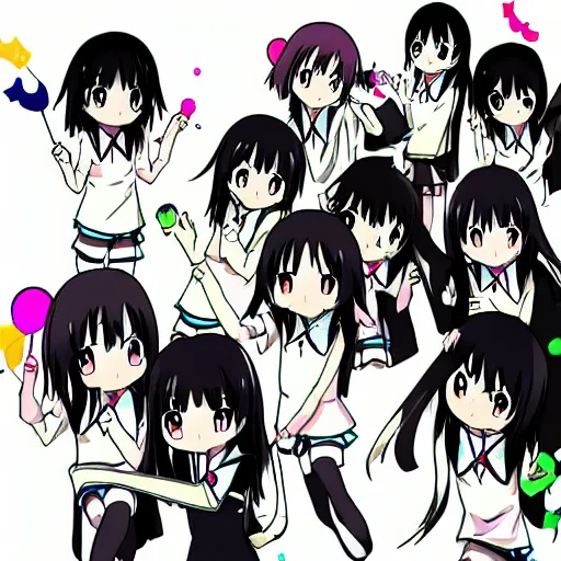 Image similar to Tomoko from Watamote on her birthday party anime style fan art