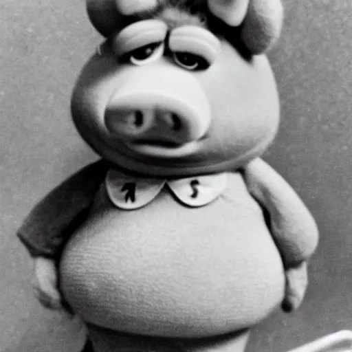 Image similar to old photo of Miss Piggy during the Great Depression