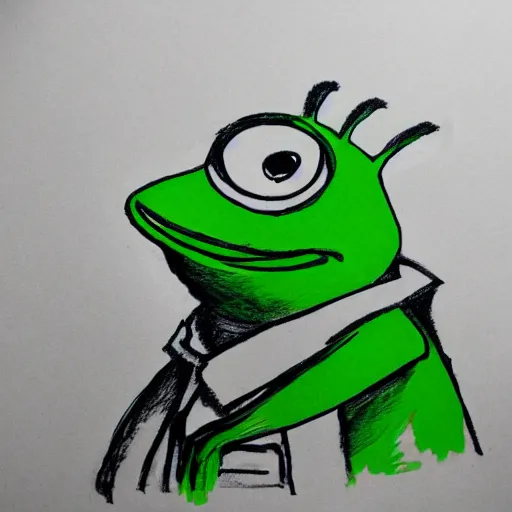 Image similar to ink sketch of a pepe with a flag