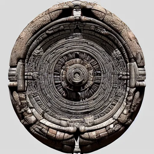 Image similar to old maya invention, mystical device, very complicated, 3 d digital art, high details