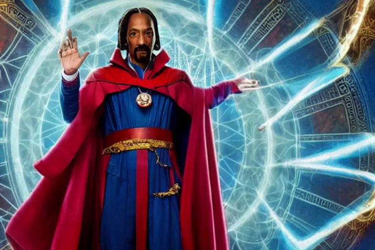 Image similar to film still of snoop dogg as doctor strange in doctor strange film, 4 k