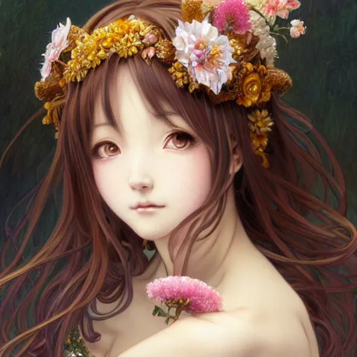 Image similar to a masterpiece ultrarealistic ultradetailed portrait of beautiful anime girl in bunny costume baroque renaissance. medium shot, intricate, elegant, by stanley artgerm lau, wlop, alphonse mucha, rossdraws, andrei riabovitchev, yoshitaka amano. in style of hayao miyazaki. flower background my james jeand and takashi murakami.