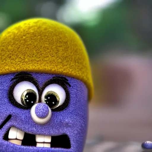 Image similar to sponebob in a beanie, photorealistic, soft focus, depth of field,
