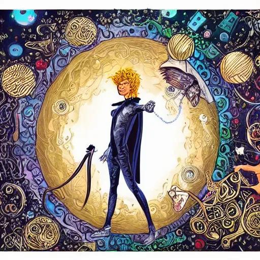 Image similar to highly detailed full body illustration of morpheus the god of dreams with his magical tools, written by neil gaiman