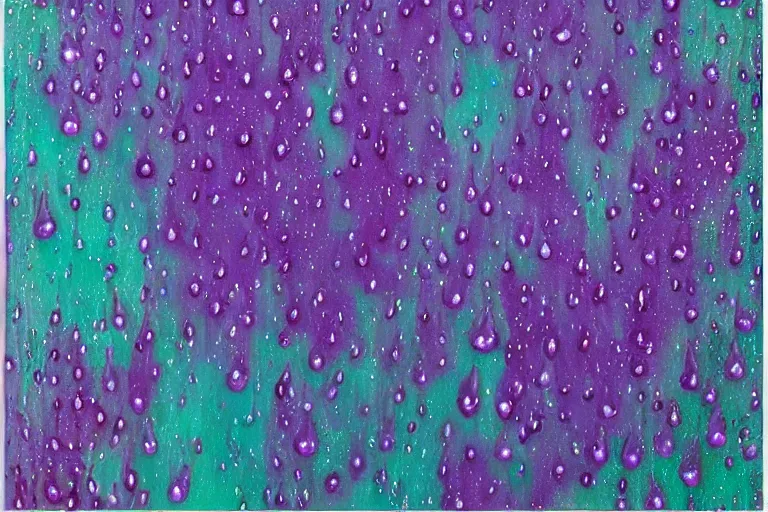 Prompt: purple rain. large raindrops. maximalism