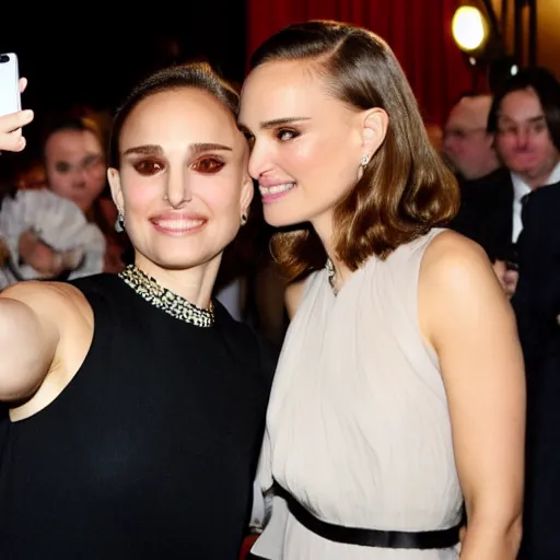 Image similar to Natalie Portman taking a selfie with Keira Knighley