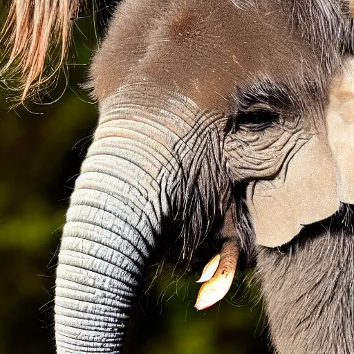 Prompt: hairy fuzzy asian elephant hd nature photography