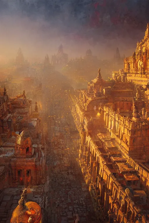 Image similar to epic scenery of an old aztec city of gold, intricate, elegant, volumetric lighting, digital painting, highly detailed, artstation, sharp focus, illustration, concept art, ruan jia, steve mccurry