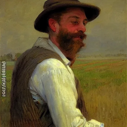 Prompt: Portrait of a farmer, by Emile Friant, Ilya Repin