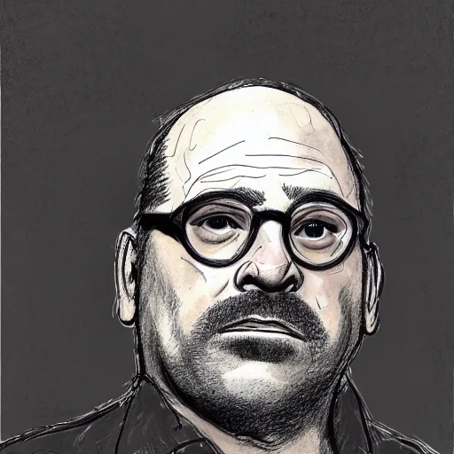 Image similar to a realistic yet scraggly portrait sketch of the side profile of a stern and sophisticated george costanza, trending on artstation, intricate details, in the style of frank auerbach, in the style of sergio aragones, in the style of martin ansin, in the style of david aja, in the style of mattias adolfsson