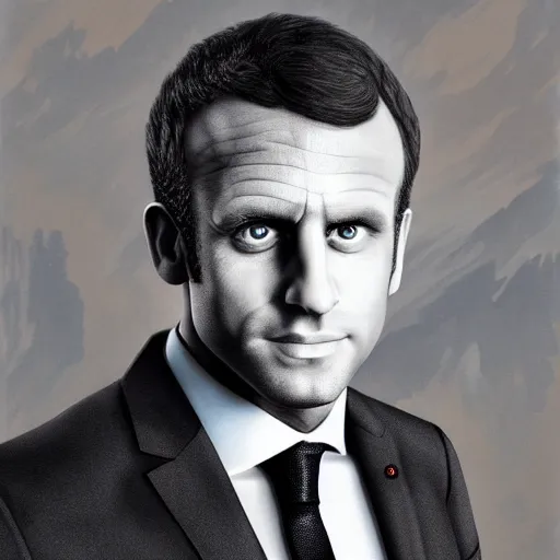 Prompt: photorealistic portrait of emmanuel macron as a sad pathetic alpha male, immature, fantasy, ugly, depth of field, bokeh, soft focus, detailed, soft glow, caravagio, high contreast, art by artgerm