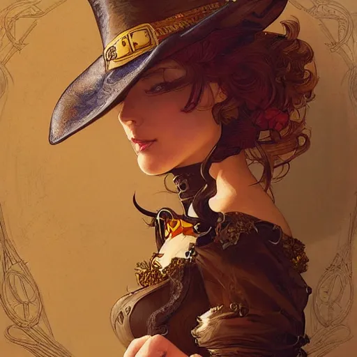 Image similar to outlaw rabbit wearing steampunk costume, fantasy, intricate, very very beautiful, elegant, highly detailed, digital painting, artstation, concept art, smooth, sharp focus, illustration, art by artgerm and greg rutkowski and alphonse mucha