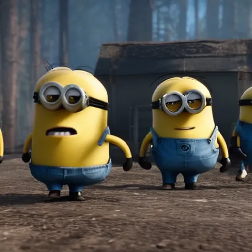 Prompt: Film still of Minions, from Red Dead Redemption 2 (2018 video game)
