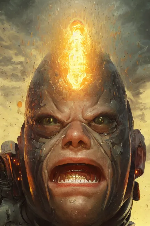 Prompt: the wrath of the seven deadly sins as an i robot screaming, close - up portrait, intricate, elegant, volumetric lighting, scenery, digital painting, highly detailed, artstation, sharp focus, illustration, concept art, luis rollo, ruan jia, steve mccurry, john berkey