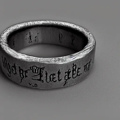 Prompt: the ring from lord if the rings with an imprinted ruler, cm scale imprinted on the inside of the ring, one ring to rule them all, highly detailed, 8 k, trending on artstation, mystic, rpg artwork