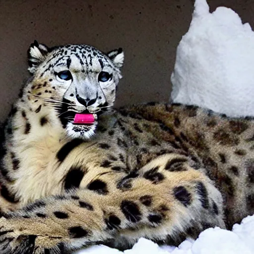 Prompt: A snow leopard with a spliff in his mouth smoking, award winning photo