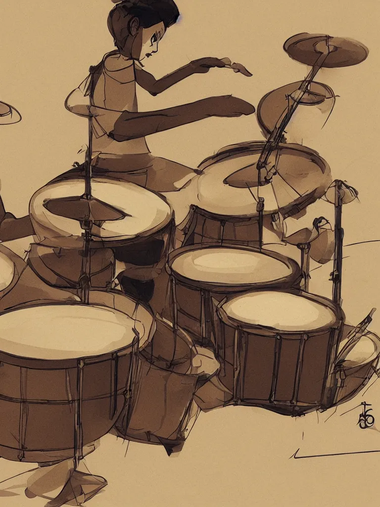 Image similar to playing the drums by disney concept artists, blunt borders, rule of thirds