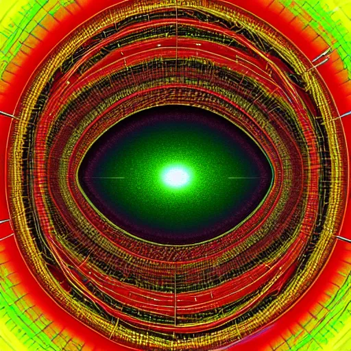 Image similar to surreal fractal image of a uranium atom imagined as a galactic structure