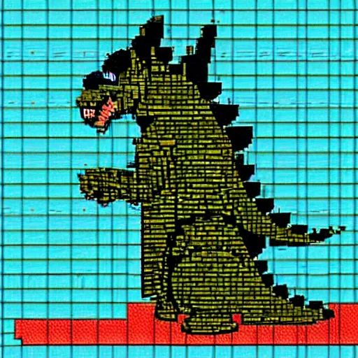 godzilla pixel art grid