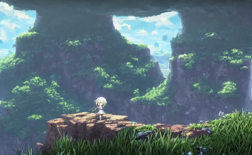 Image similar to made in abyss beautiful scenery, ultra detailed, 8k