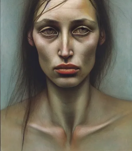 Image similar to a high quality, high detail, photorealistic portrait of a beautiful girl man by james nachtwey and lucian freud, zdzisław beksinski