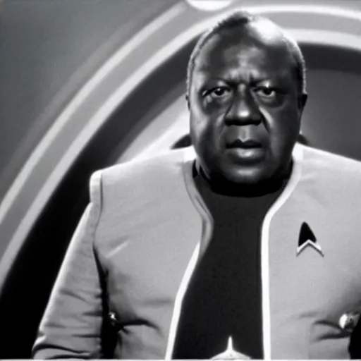 Prompt: A still of Idi Amin in Star Trek