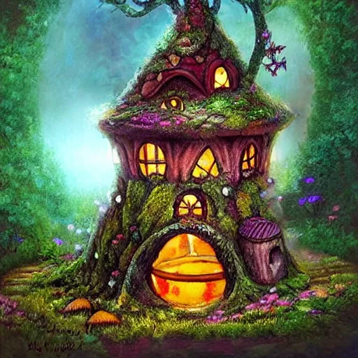 Image similar to a magic fairy house, Fantasy Art