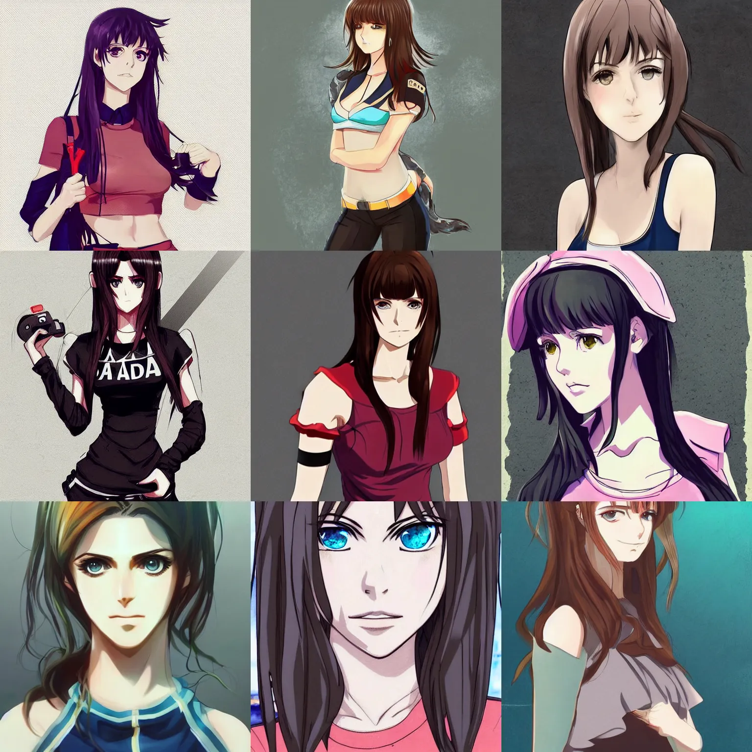 Prompt: an anime-style image of alexandra daddario, wearing a cute top, high quality, artstation, pinterest, concept art, detailed
