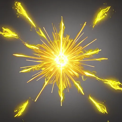 Prompt: a purifying spear radiating bright yellow energy, emanating radiant sparks, ability icon