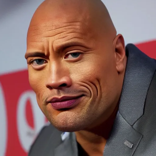 Prompt: the obese dwayne the rock johnson's face