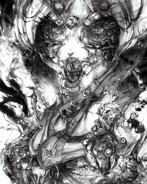 Image similar to death by Yoshitaka Amano 4k hyper detailed trending on artstation