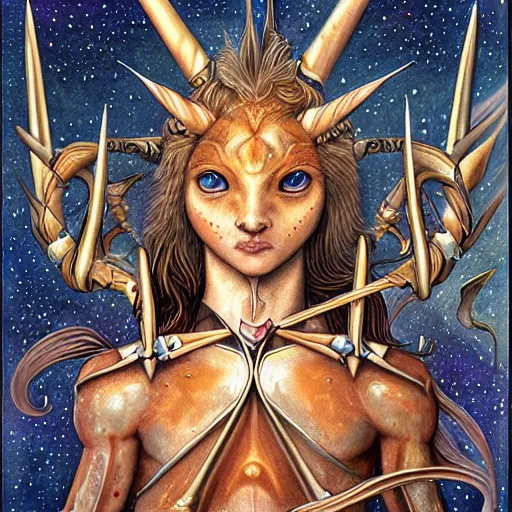 Image similar to detailed and sharp sagittarius artistic zodiac artwork, mystic style, detailed, 8 k, detailed, symmetrical, by brian froud