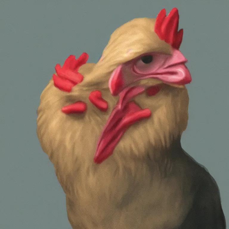 Prompt: criminal mugshot of a chicken human