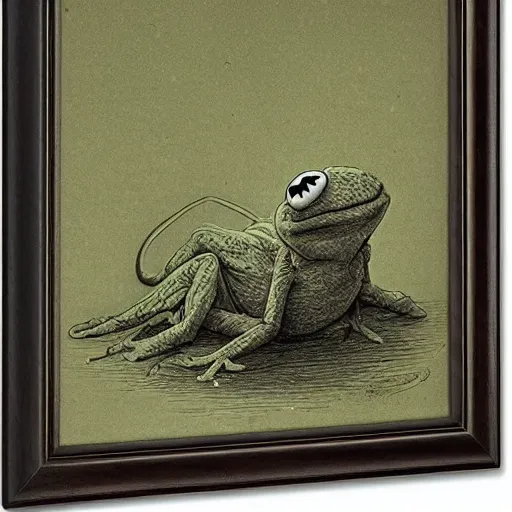 Image similar to Kermit the Frog by Gustave Doré