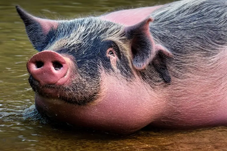 Prompt: a pig seal!!! hybrid! hyper realistic!! realistic lighting!! wildlife photographer of the year!!! bold natural colors, national geographic, hd, wide angle, 8 k