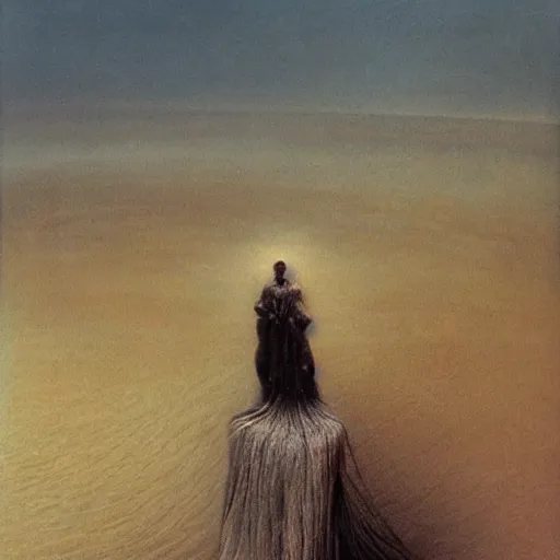 Image similar to unnerving, ornate by zdzislaw beksinski, by chris uminga naturalism. the kinetic sculpture of a young girl in a traditional hula outfit. she is standing on a surfboard in front of a beautiful ocean landscape.