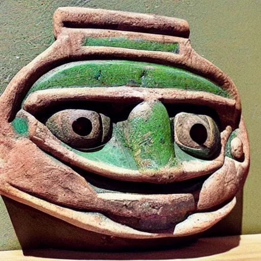 Image similar to pre - columbian pepe the frog artifact