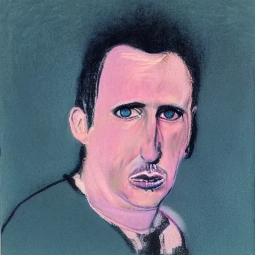 Prompt: Pastel portrait of Trent Reznor. Illustrated by Francis Bacon.