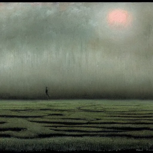 Prompt: a vast marshland full of exotic poisonous plants, ominous cloudy sky, high detail, painted by beksinski