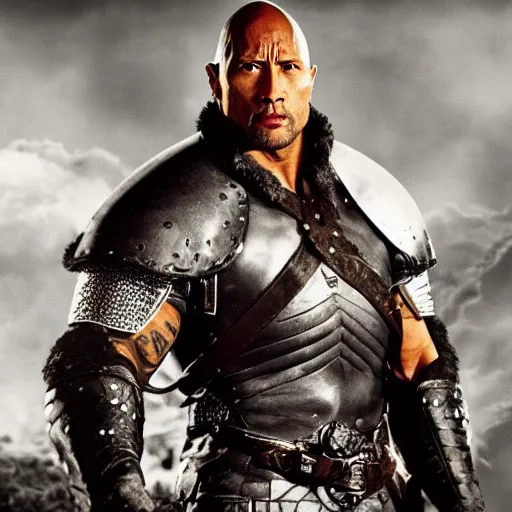 Image similar to dwayne johnson as a templar knight