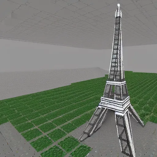 Image similar to Eiffel Tower recreated in Minecraft