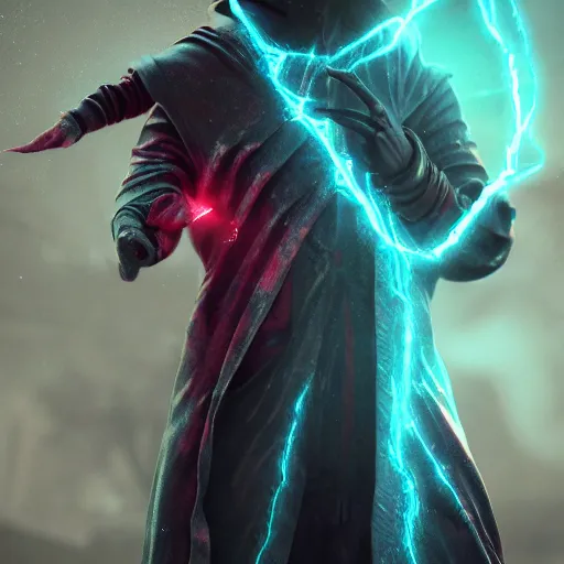 Prompt: A necromancer pulsing with necrotic energy, Art by Sam Spratt, power auras, sigils, tattered cloth robes, substance 3d painter, PBR textures, Physical based rendering, cinematic, hyper realism, high detail, octane render, unreal engine, 8k, Vibrant colors, Smooth gradients, High contrast, depth of field, aperture f2.8