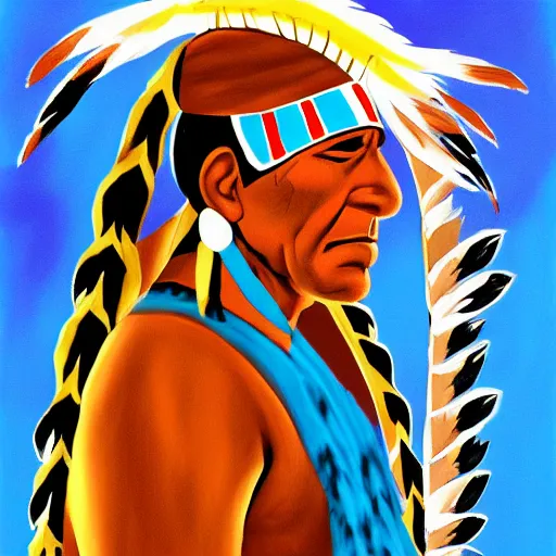 Image similar to painting of a native american, comic style