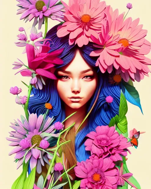 Prompt: richly detailed color illustration of a rotocoped-animation-of-flowers-flowing illustrated by Artgerm and Mina Petrovic and Timothy Kong and Marina Federovna. 3D shadowing