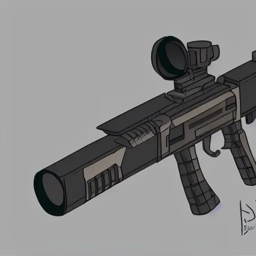 Image similar to isometric concept art of sniper gun that look like a toy, digital art