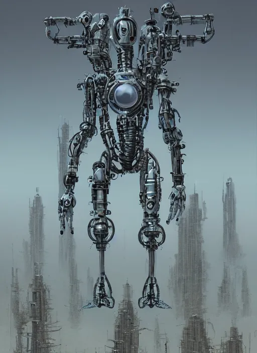 Prompt: cybernetically enhanced robot concept, by roberto aizenberg, zdzisław beksinski, brian despain, peter gric and gurmukh bhasin, hyper detailed digital matte painting, dramatic lighting, concept art, hyperrealism, cinema 4 d, coherent, cgsociety, zbrush central, behance hd, hypermaximalist