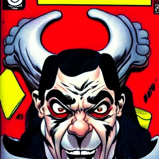 Image similar to mr bean as lobo. dc comics coverart, comicbook, comic panel