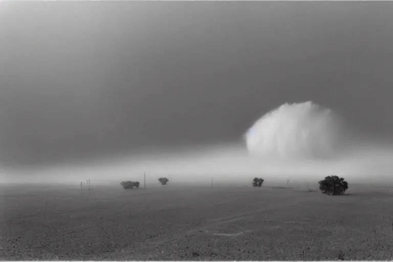 Prompt: ansel adams.. dust bowl incoming dust storm