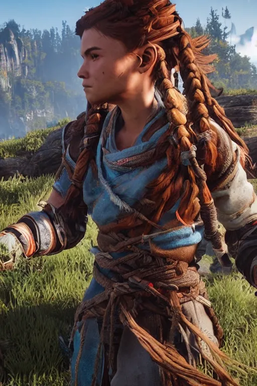 Image similar to a beautiful photo of aloy in horizon forbidden west